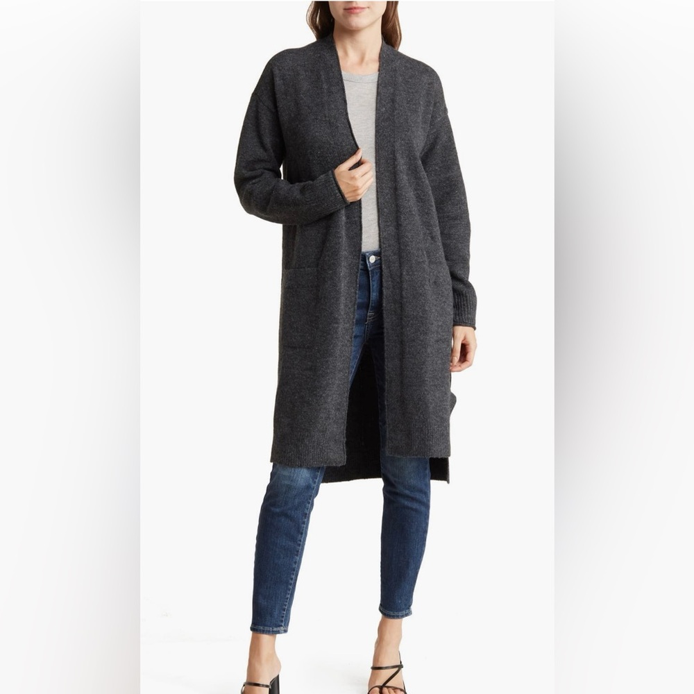 Lucky Brand Charcoal Open-Front Cardigan